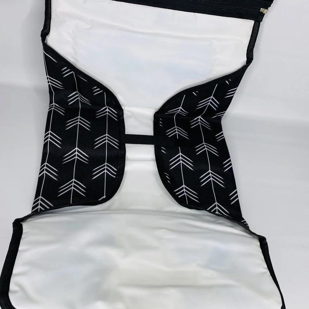 Kiyari Portable Diaper Changing Pad w/ Head‎ Pillow Travel Organizer Black White